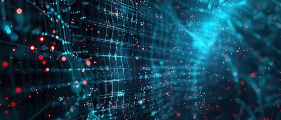 Obraz premium AI Digital Background with Cutting-Edge High-Tech Style, Deep Blue Gradient and Bokeh Lights, Suitable for AI Technology or Digital Marketing Theme Presentation