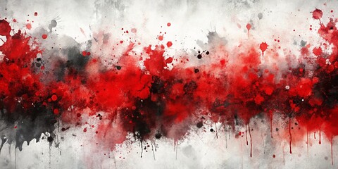 Abstract Watercolor Splashes of Red and Black on a Grunge Background, watercolor, abstract, background