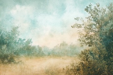 Abstract Landscape with Trees and a Golden Field