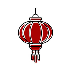 Fototapeta premium Traditional red Chinese lantern, symbolizing celebration and cultural festivities 