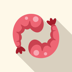 Two pink shrimps forming a heart shape, perfect for representing love for seafood or a romantic dinner