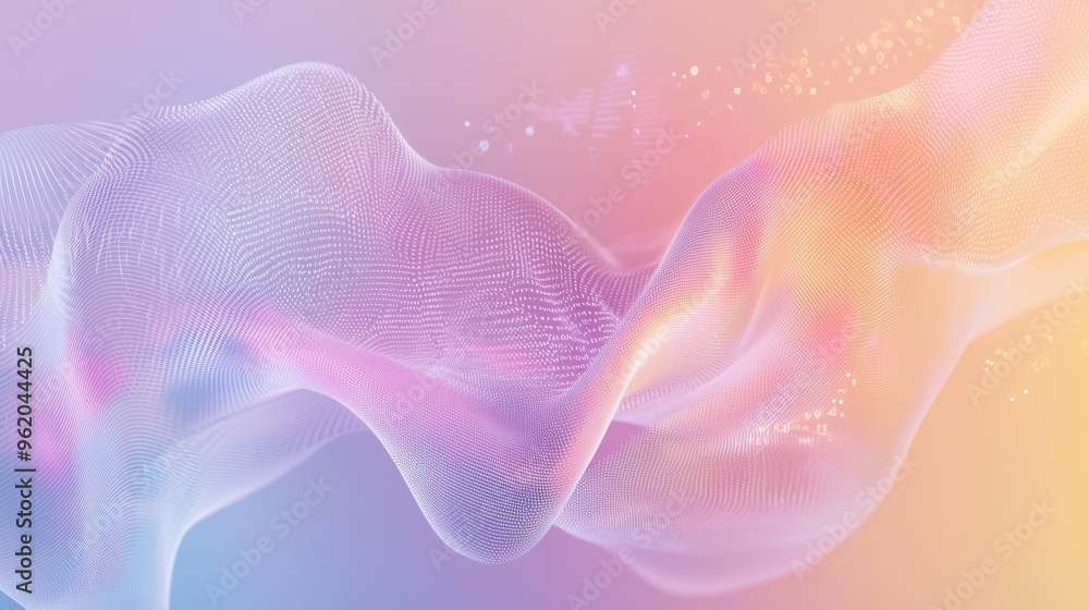 Poster sleek gradient background with smooth waves and transparent data points for modern design