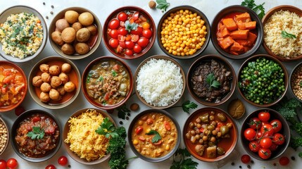 Fototapeta premium A table full of different types of food in bowls
