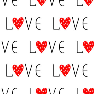 Seamless background with Love and Hearts. Valentine pattern illustration