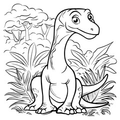Titanosaurus illustration coloring  pages - coloring book for kids