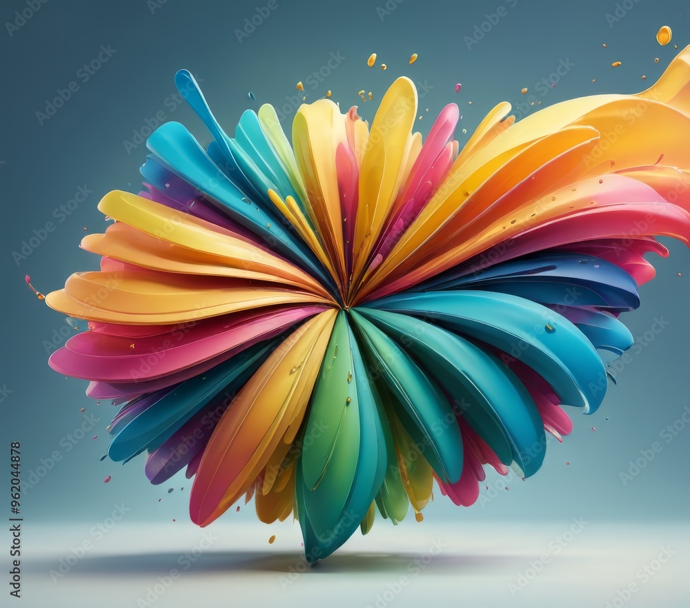 Poster a vibrant and dynamic abstract digital artwork showcasing an explosion of colorful flower petals. th