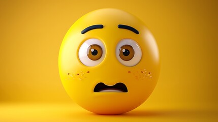 3D yellow emoji feeling confused, tilted head, raised eyebrow, yellow gradient