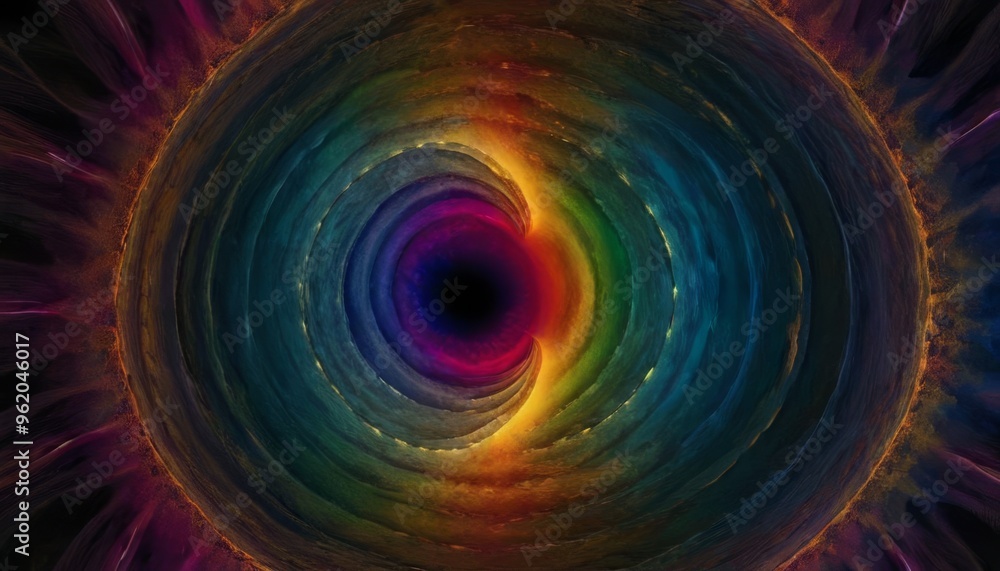Poster a mesmerizing display of concentric circles in a rainbow of colors, creating a hypnotic and captivat