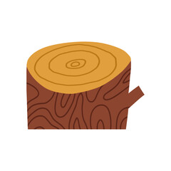 Cute hand drawn tree stump, cartoon flat vector illustration isolated on white background. Nature element.