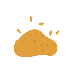 Pile of yellow autumn leaves, cartoon flat vector illustration isolated on white background. Heap of leaves in hand drawn style.