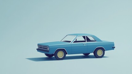 A vibrant blue vintage car model against a soft pastel background, perfect for retro themes and automotive design projects.