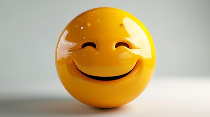 3D yellow emoji feeling delighted, big smile, yellow gradient