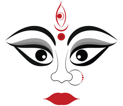 Maa Durga face outline vector for Durga puja Indian festival celebration Hindu. vector illustration.