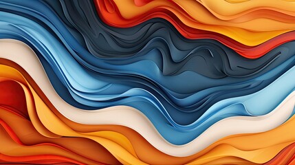 Obraz premium A colorful wave with blue, orange, and yellow stripes