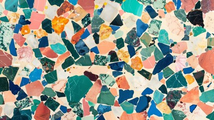 Vibrant Terrazzo Patterned Surface in Colorful Abstract Design