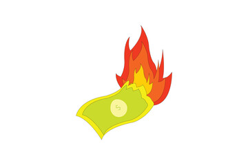 burning money with fire business icon illustration vector design