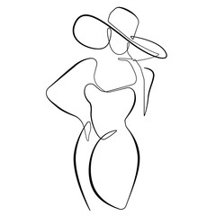 Woman Elegant Silhouette Line Art Drawing. Female Figure Creative Contemporary Abstract Line Drawing. Beauty Fashion Female Body, Elegant Vector Minimalist Design for Fashion Design, Wall Art, Prints
