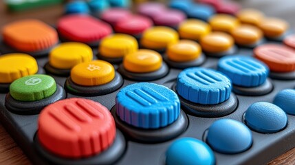 Colorful Buttons on a Black Background
