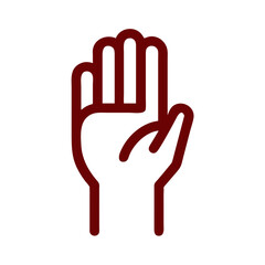 Obraz premium Hand raising icon. Crimson color