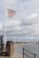 No Dogs flag flying over a beach warning dog owners not to take their pets onto the beach
