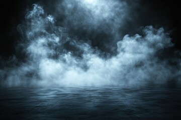 Obraz premium Background of fog or mist on the dark background with light. 