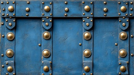Fototapeta premium Vintage Blue Wooden Chest with Brass Hardware