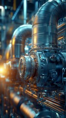 Fototapeta premium Industrial Machine Closeup with Gears and Pipes