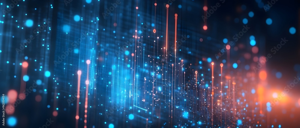 Poster digital data analysis and visualization concept showcasing insights trends and strategic savings opp