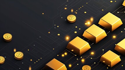 A black background with gold bars and coins