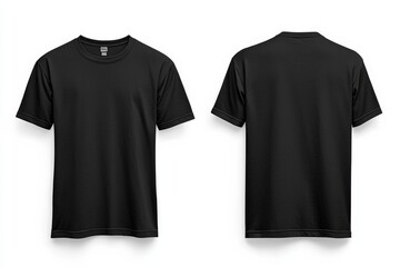 Naklejka premium Black Tshirt Mockup Front and Back Isolated created with Generative AI