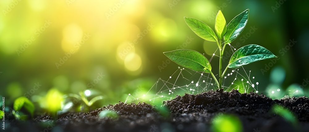 Poster sustainable growth and control in nature photography concept emphasizing consistent output and eco f