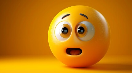 Fototapeta premium 3D yellow emoji showing admiration, wide eyes, yellow gradient background