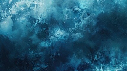 A blue background with white splatters of paint