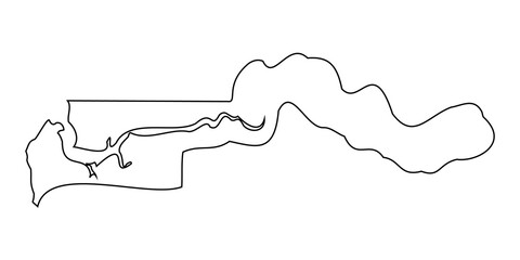 Gambia map outline isolated on transparent background.