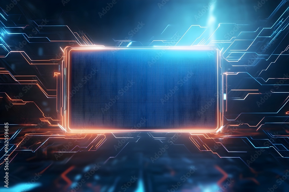 Poster cyber monday futuristic techno banner design with empty space and call to action