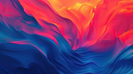 Obraz premium A colorful painting of a mountain range with a blue and orange sky