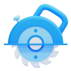 PNG 3D Circular Saw Icon Isolated on a White Background
