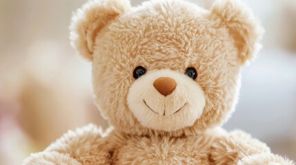 Obraz premium A close up of a teddy bear sitting on the floor, AI