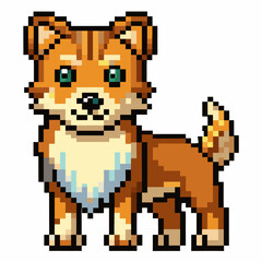 Obraz premium Pixel Art Dog Illustration Retro Styled Canine Character in Digital Art