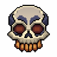Fototapeta premium Pixel Art Skull Retro 8 Bit Halloween Design for Video Games and Digital Art