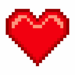 Obraz premium Pixelated Red Heart Icon Retro Gaming Style Digital Love Symbol