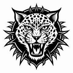 Fototapeta premium A black and white drawing of a tiger with a menacing look on its face