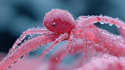 Dew-Covered Pink Spider