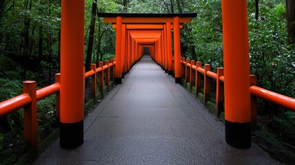 Symmetry in Temple Gates (Torii), Explore the symmetrical design of Torii gates in Shinto shrines, examining how their simplicity and balance symbolize the transition from the mundane to the sacred