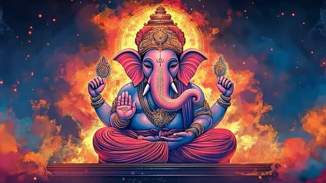 digital art featuring Lord Ganesha, showcasing his divine presence in multiple forms. 