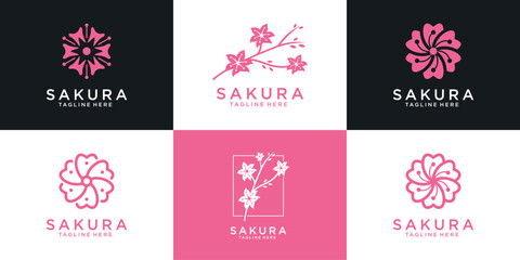 Set of beauty japanese cherry blossom logo icon design inspiration © pardiJP