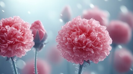 Delicate Pink Flowers in the Rain