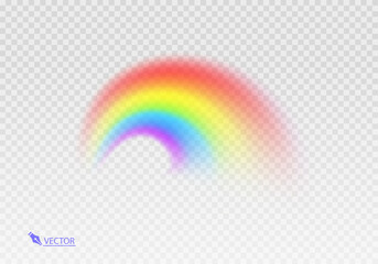 Graphic rainbow with transparent background Shape arch realistic isolated on white transparent background. Colorful light and bright design element Vector illustration