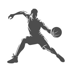 Basketball player silhouette. Vector artwork on isolated background.
