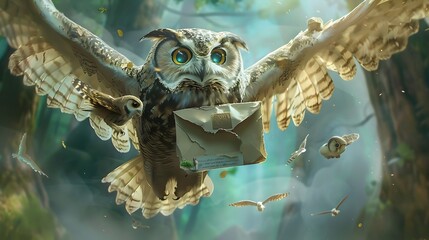 Obraz premium Wise Owl Delivering a Message